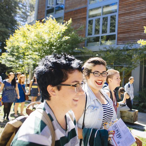 Students outside Humanities Building